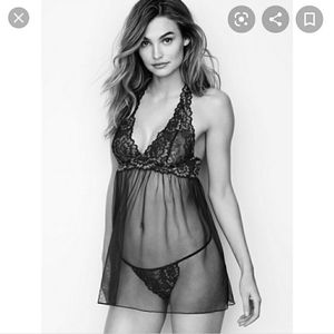{Victoria's Secret} Halter Red Lace Babydoll